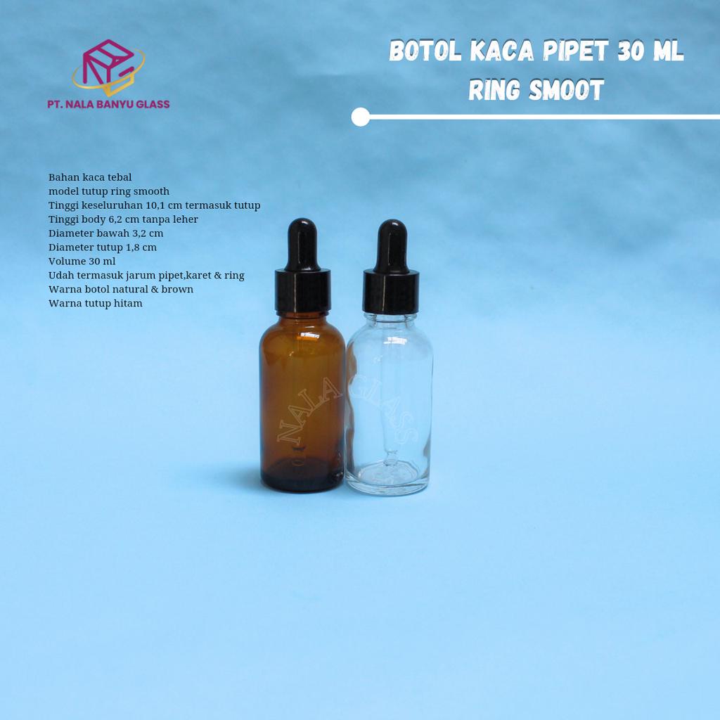 BOTOL PIPET 30ML KACA TEBAL /BOTOL SERUM 30ML RING HITAM SMOOTH