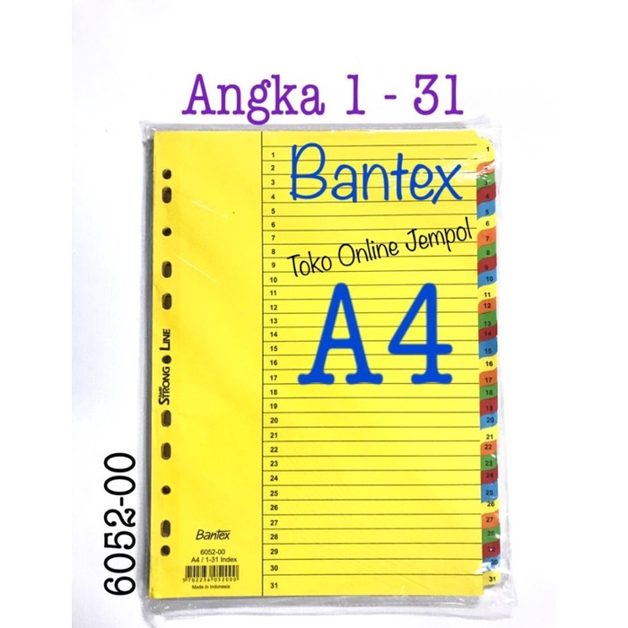 

Sale!!! A4 Angka 1-31 File Divider 6052-00 Bantex Karton Pembatas Atk1187Bx Terlaris