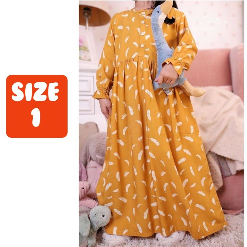 DASTER HOME DRESS ANAK LITTLE QUILL MUSTARD SIZE 1 BY DITSY OFFICIAL NOVEMBER 2020