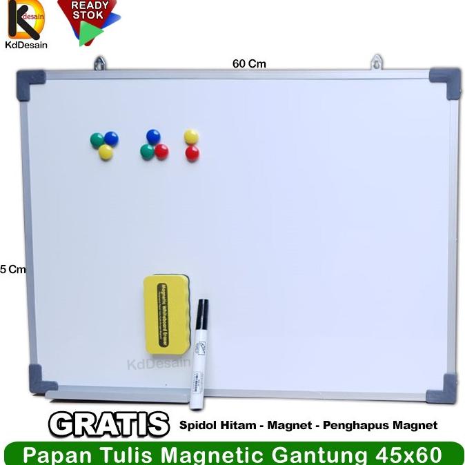 

Office & Stationery | Alat Tulis | Papan Tulis Whiteboard Magnetic Gantung 45X60 Spidol Hitam Mgnet Hapus | Best Seller