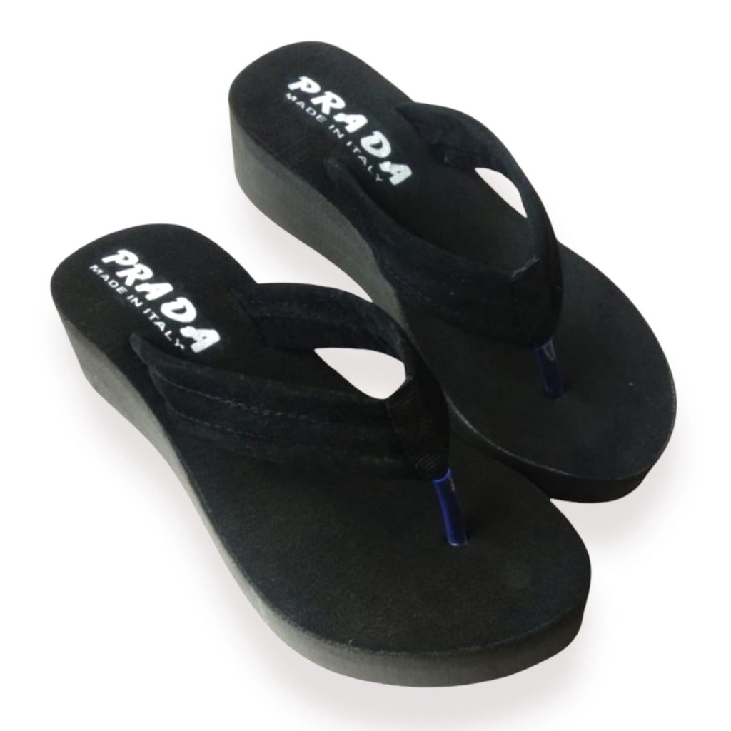 Sandal Wedges PRADAA Jepit Balok Elegan Wanita Dewasa Sendal Cewek Hak Spon Japit-2
