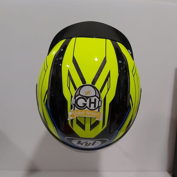 HELM FULL FACE KYT RC7 RC-7 RC SEVEN MOTIF #14 BLACK YELLOW FLO