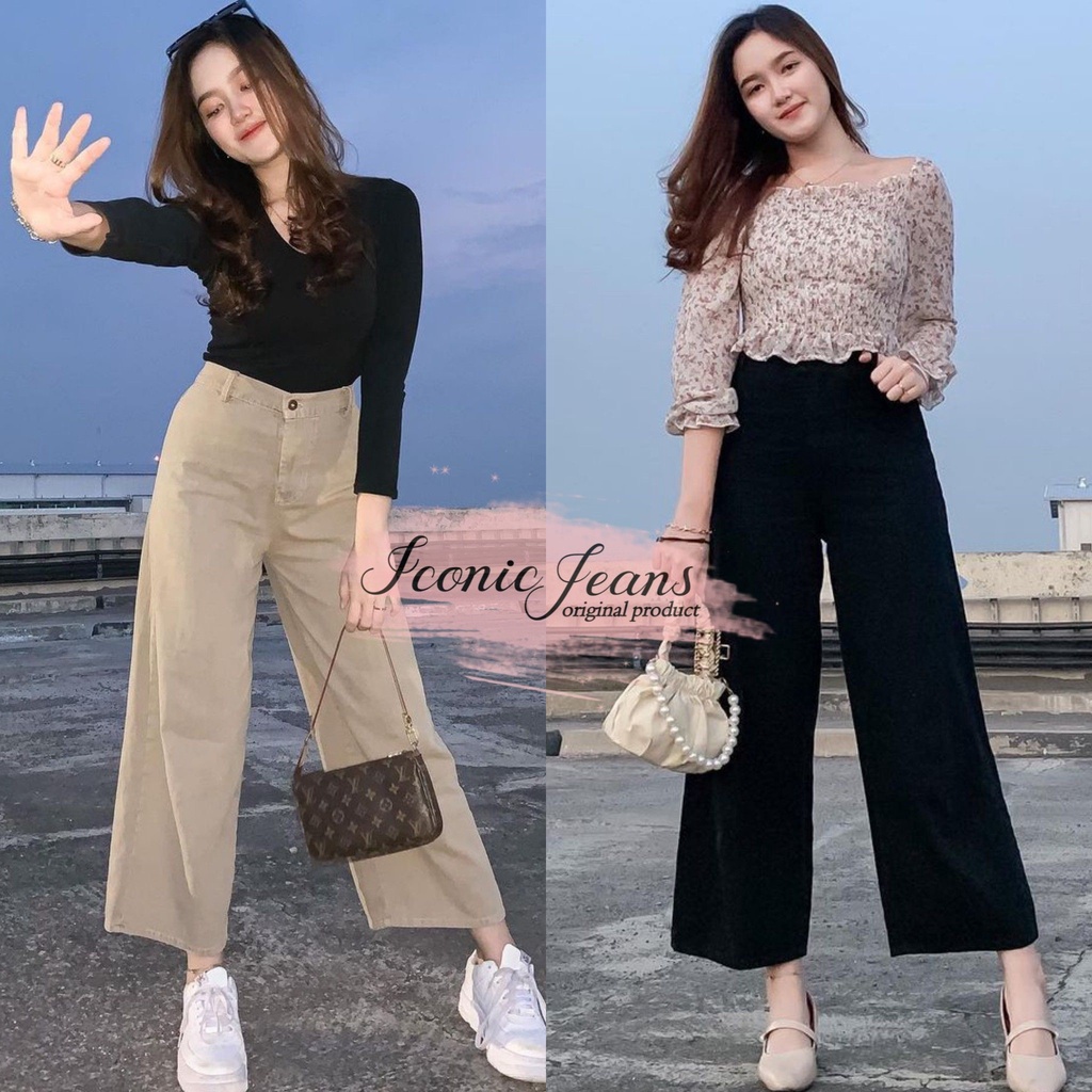 MOZZA JEANS CULLOTE/ KULOT JEANS WANITA WARNA PUTIH HITAM KHAKI CHOCO SAGE LILAC