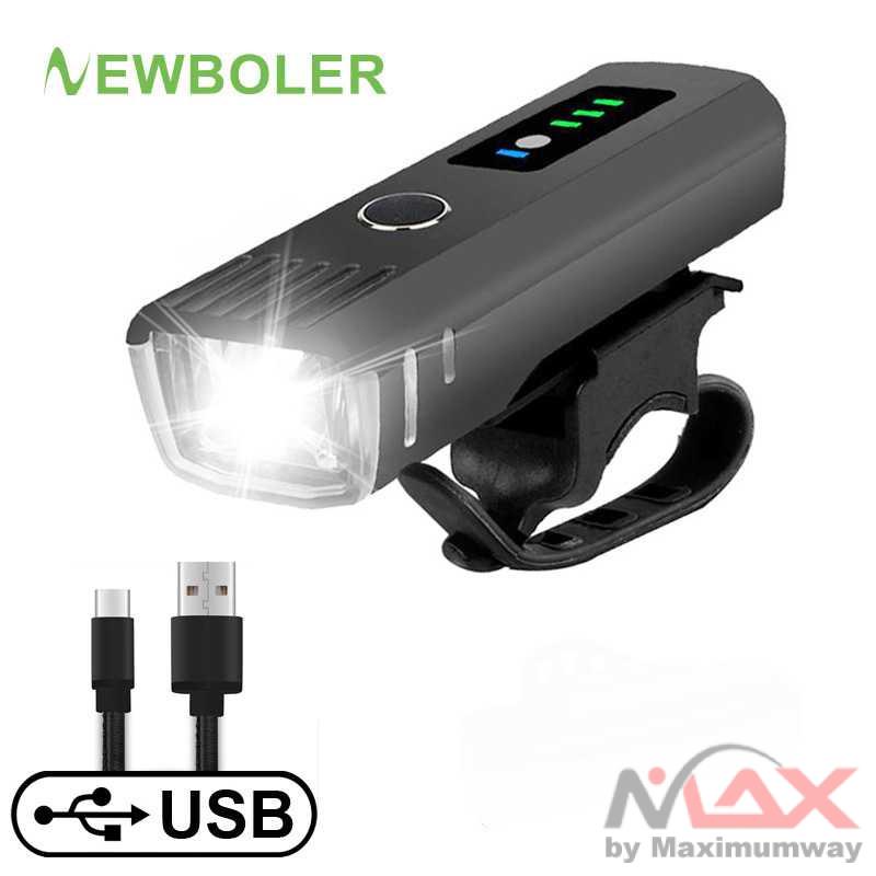 Newboler Lampu Sepeda LED USB Rechargeable 350 Lumens - A034 Warna Hitam