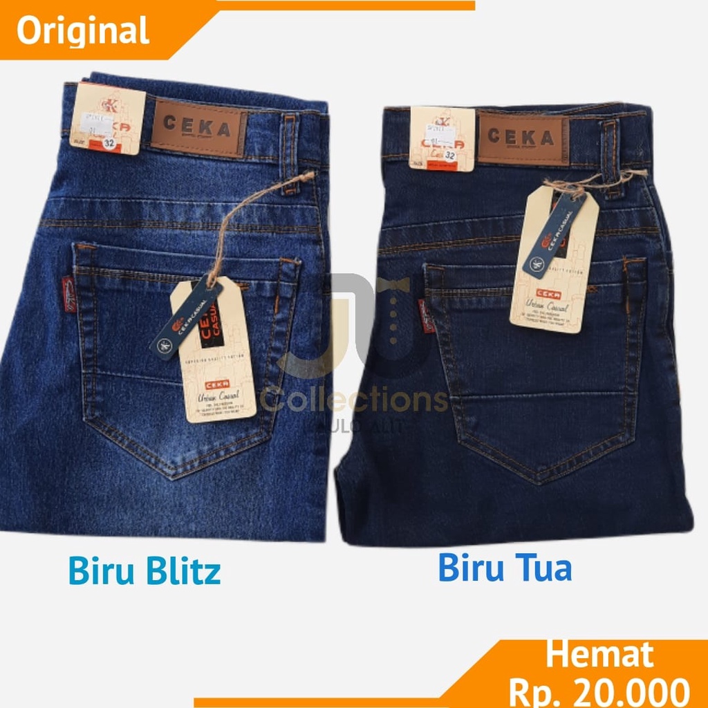 Celana Panjang Jeans Pria Original Ceka Primium Biru snaw blitz Size 27 Sampai 32