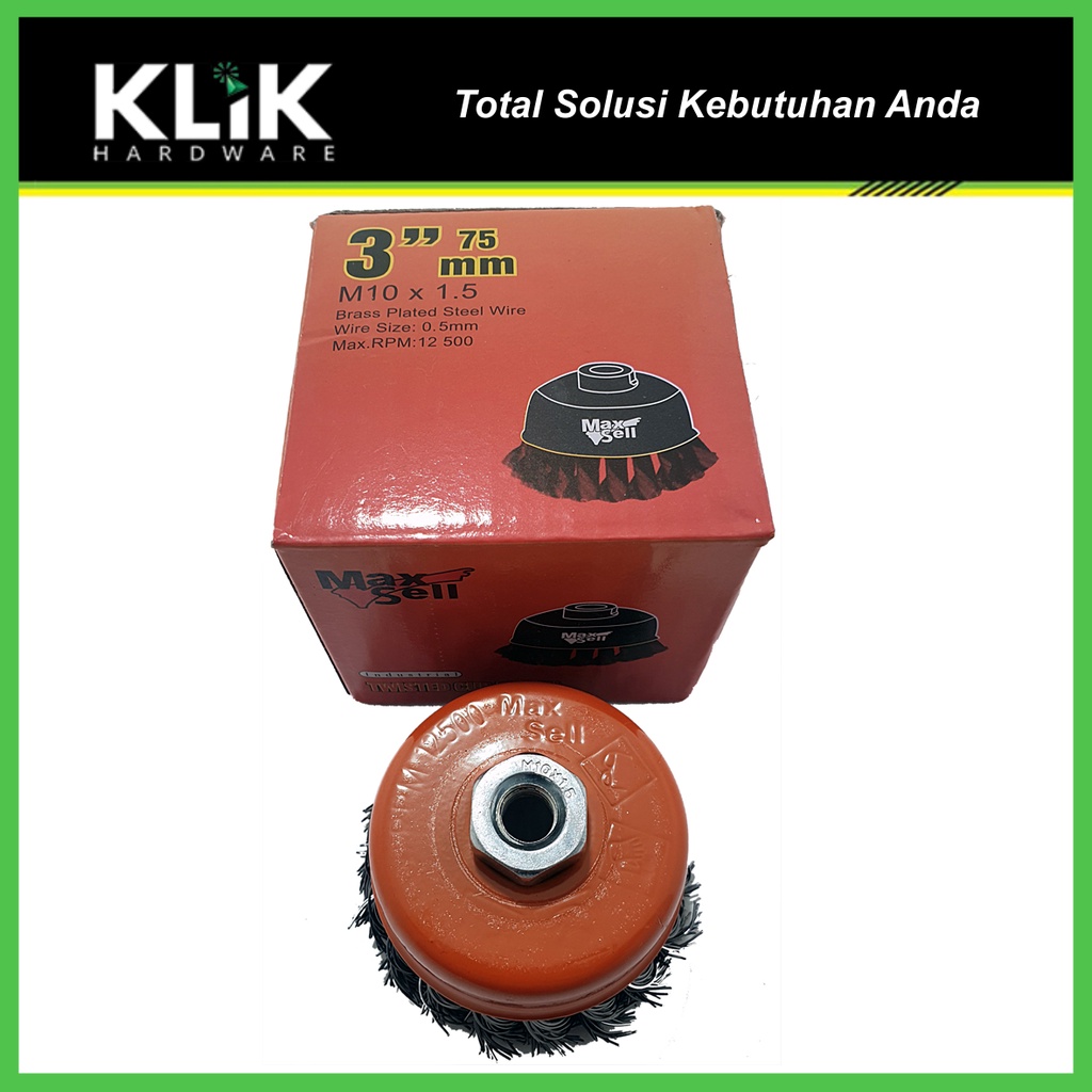 Sikat Mangkok Kepang Kawat Gerinda 3 Inch Grinder Twisted Wire Cup Brush