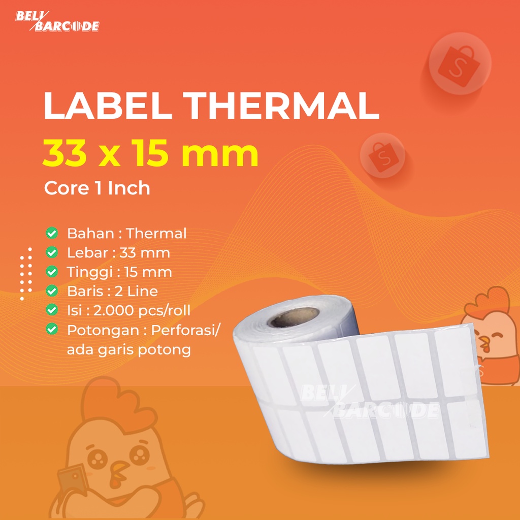 Thermal Sticker Barcode 33x15 2 Line