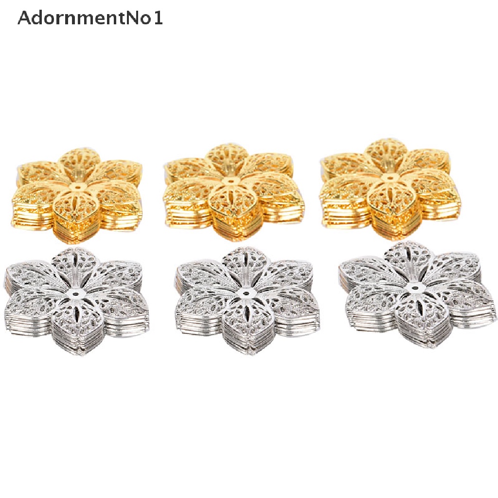 (AdornmentNo1) 50pcs / Set Konektor Liontin Bentuk Bunga Filigree Untuk Kerajinan Perhiasan DIY