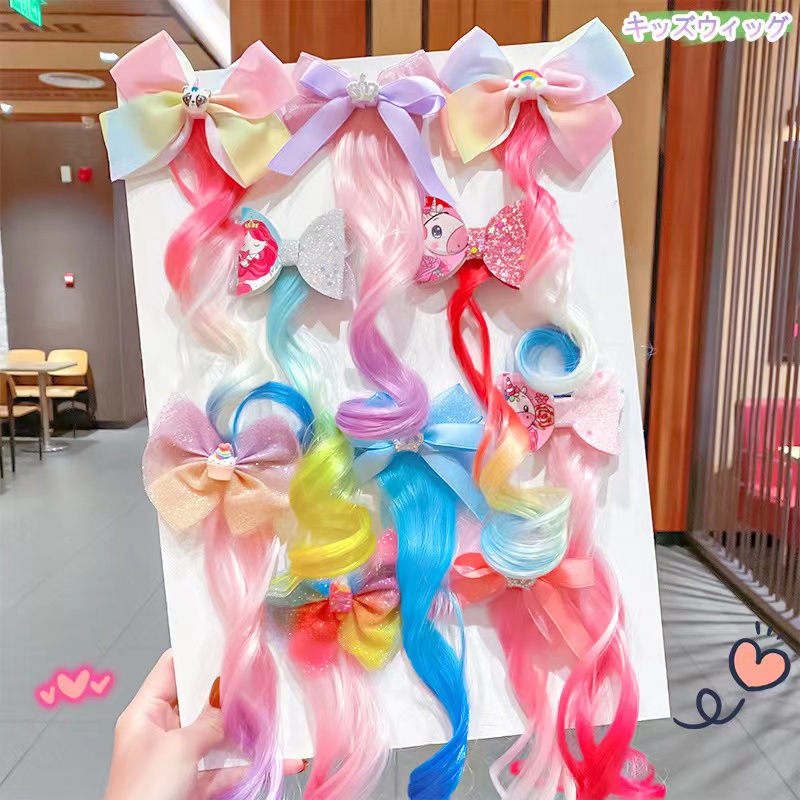 Jepit Rambut Unicorn Model Rambut Palsu Wig Anak Perempuan Motif Baru
