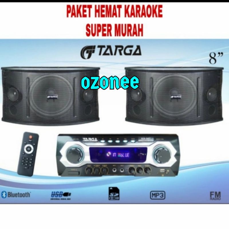PAKET KARAOKE SPEAKER TARGA 8 INCH + AMPLI TARGA KA 307 ORIGINAL