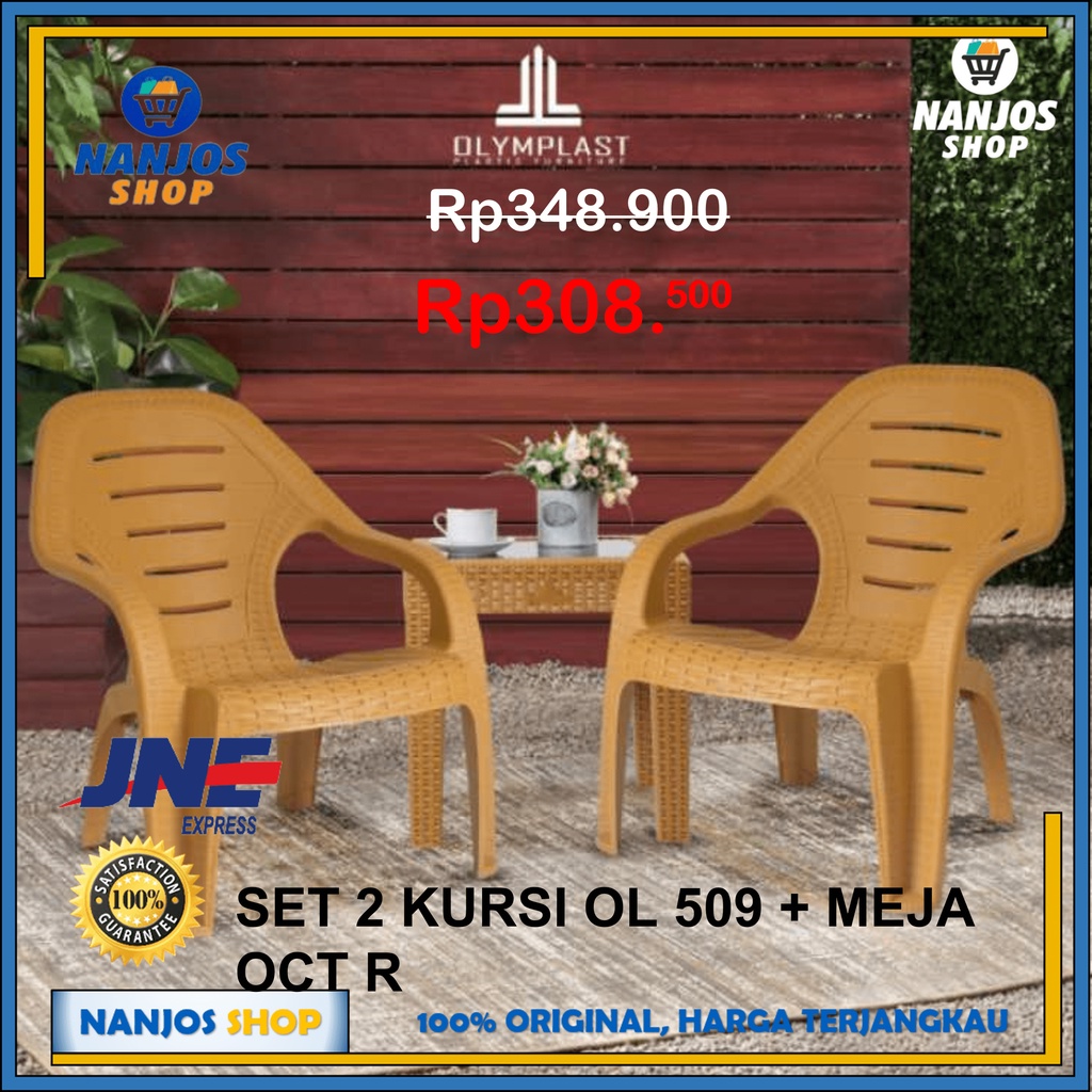 [ FREE ONGKIR &amp; BISA COD ] JNE SET 2 Kursi OLYMPLAST OL 509 Kursi Santai + 1 Meja OCT R Meja Santai