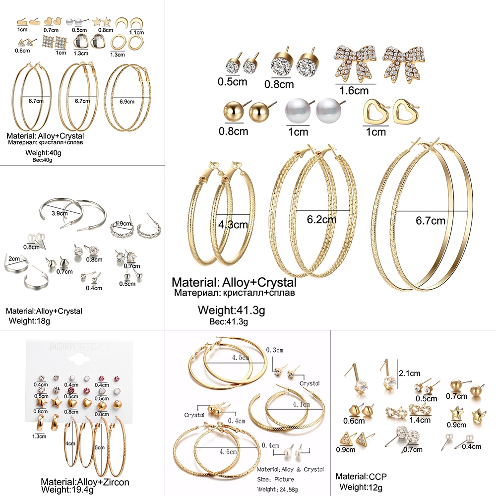 YEEZII Set Anting Tusuk Mewah Bahan Metal + Mutiara untuk Hadiah Wanita