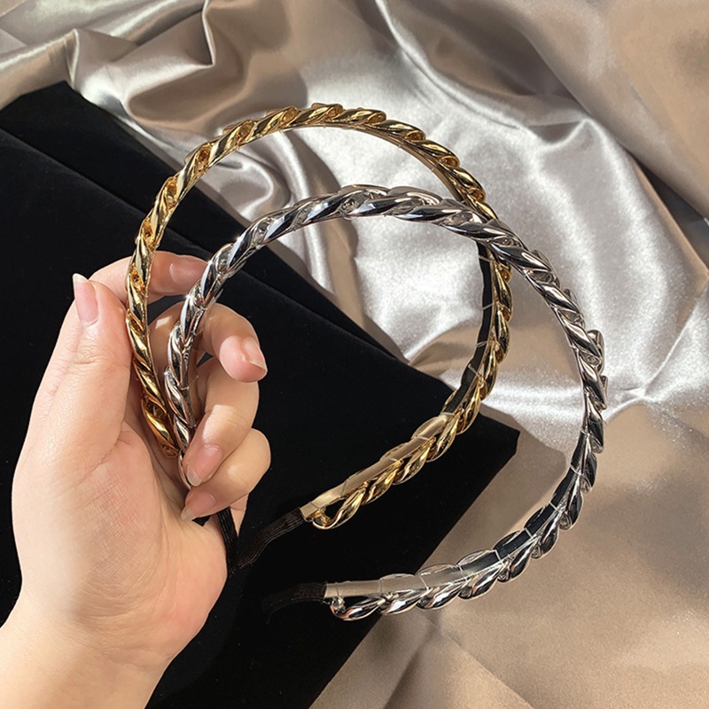 Headband Bahan Akrilik Model Rantai Kepang Untuk Wanita