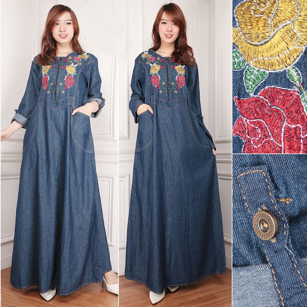 SB Collection Gamis Maxi Kalya Longdress Jumbo Jeans Wanita