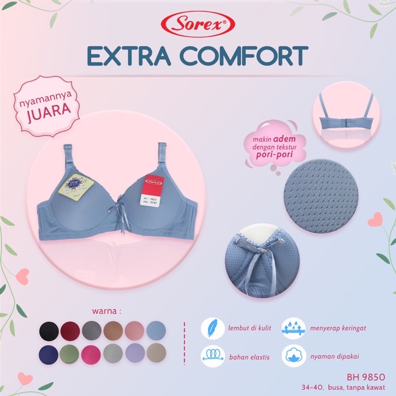 BH 9850 sorex TANPA KAWAT BERPORI PORI extra COMFORT