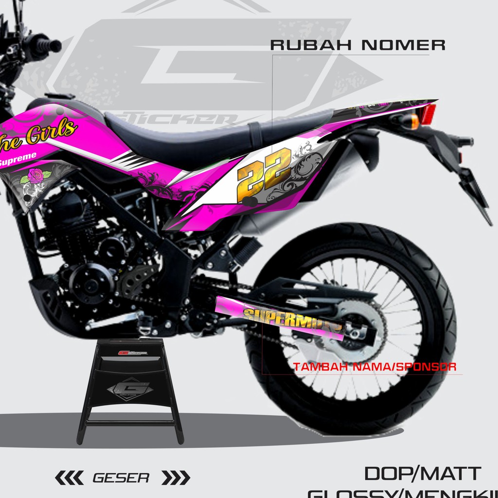 DECAL KLX150 / DTRACKER / BF SUPERMOTO STICKER FULLBODY The Girl/suprime/pink
