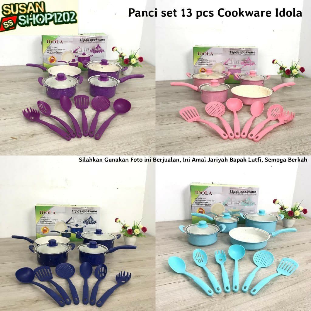 COOKWARE 13PCS ALAT MASAK 13 PIECES PAKET WAJAN SPATULA KOMPLIT WARNA-3