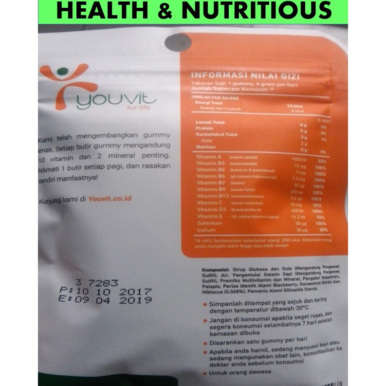 Youvit Gummy Multivitamin 1 Sachet Isi 7 Pcs