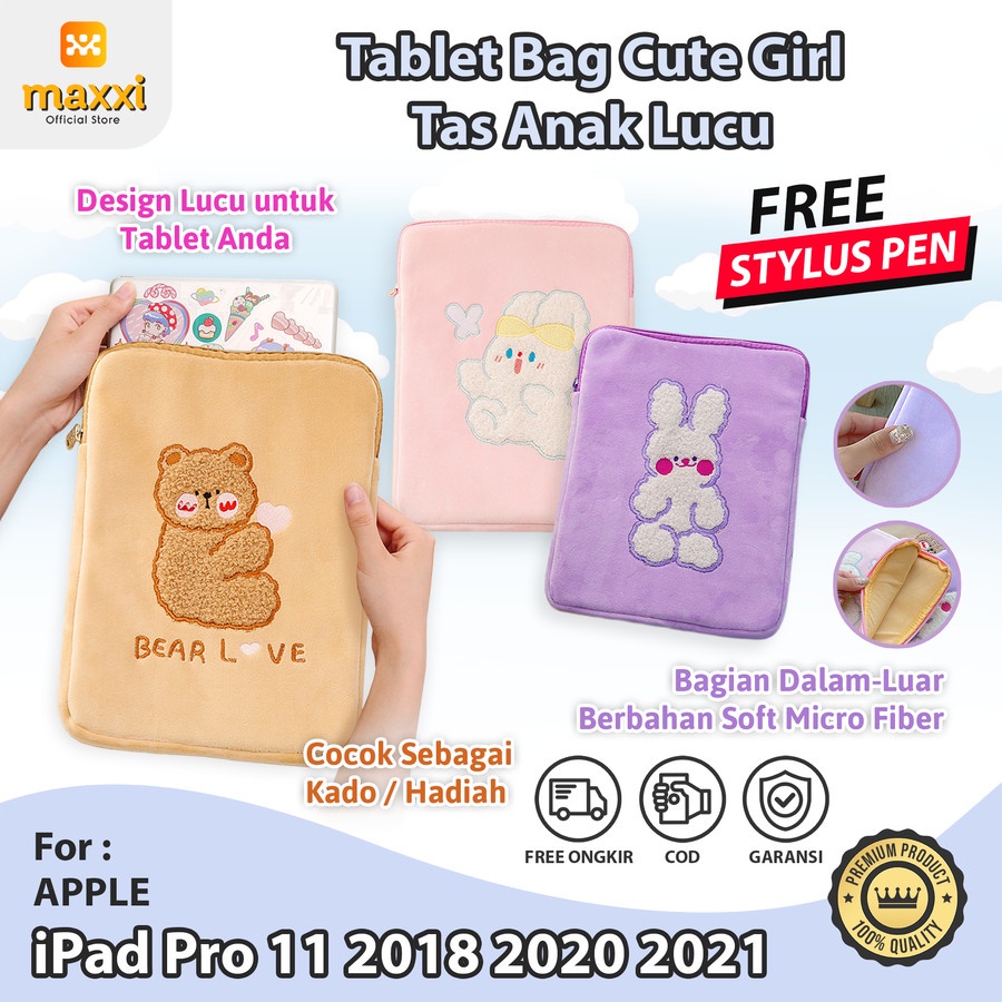 iPad Pro 11 2018 2020 2021 Tas Tablet Cute Soft Sleeve Case Casing