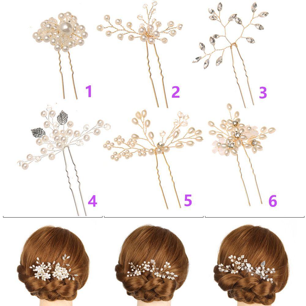 Lily Jepit Rambut Emas Cantik Prom Wedding Bridal Clips