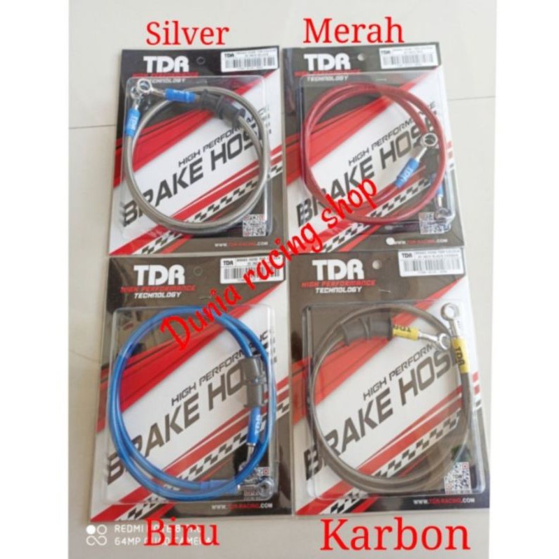 Selang Rem TDR Carbon Serat Silver Merah Biru Depan Dan Belakang