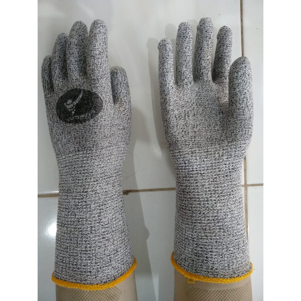 SARUNG TANGAN ANTI BACOK atau KEVLAR 12 inch abu