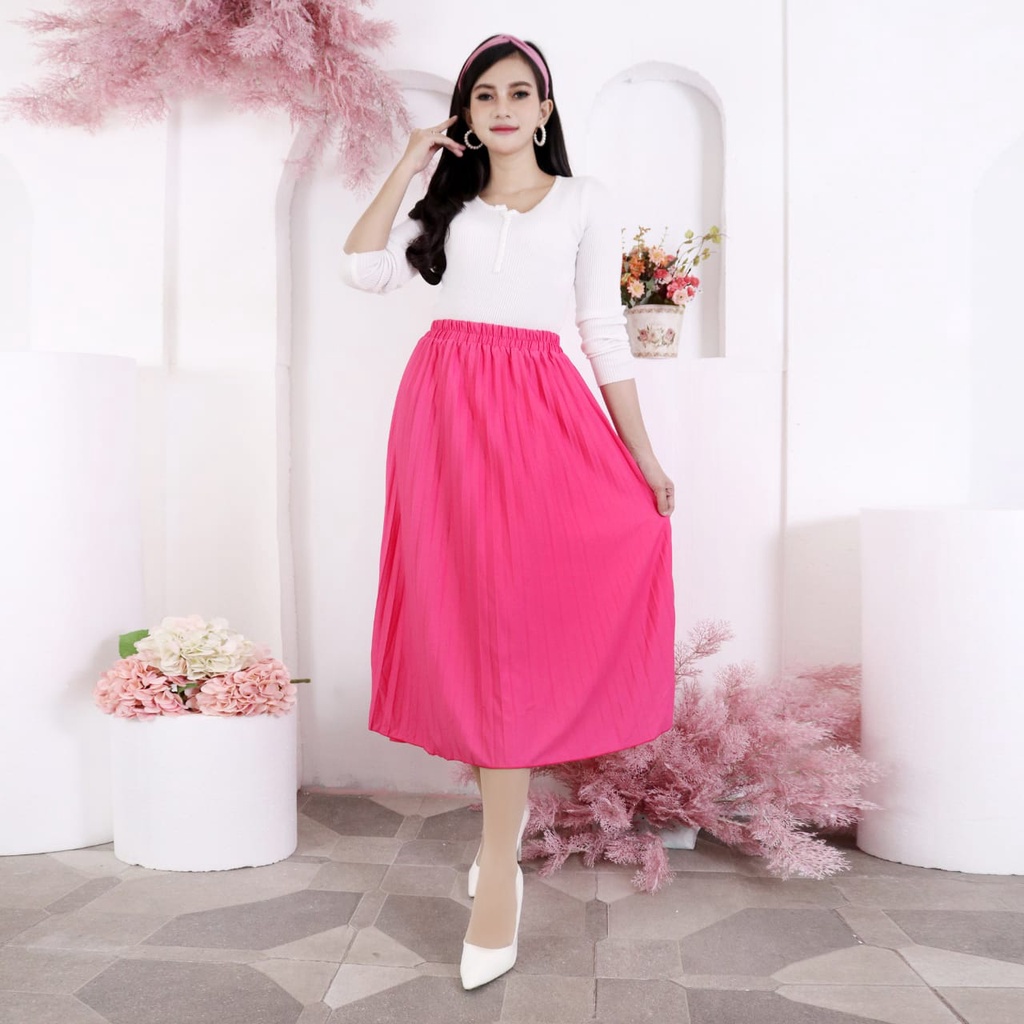 ROK PLISKET WANITA 7/8 BAHAN PREMIUM