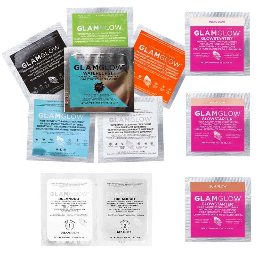 Glamglow Supermud Youthmud Flashmud Gravitymud Powermud Thirstymud Dreamduo Superserum Pearl Sun Nude glow Original Sachet Sample Masker mud lumpur serum wajah