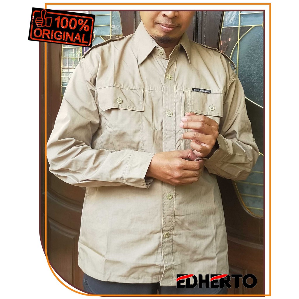 Kemeja Panjang Ripstop Katun SHIOUX - Kemeja PDL Petualang Lengan Panjang Ripstop Katun SHIOUX the n