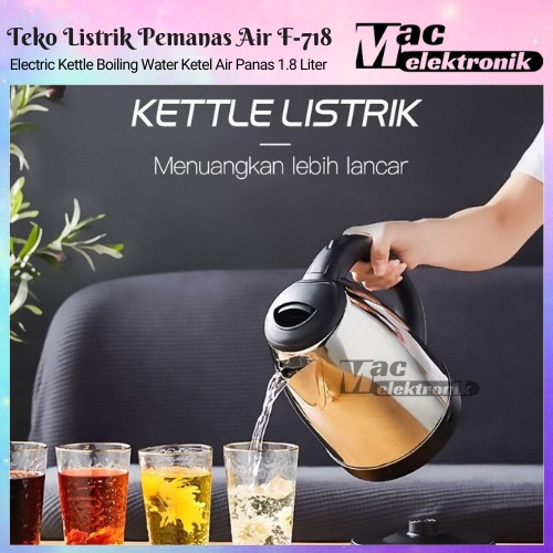 Teko Listrik Electric Kettle Stainless Steel 1.8 Liter  Teko listrik pemanas air kettle electric kapasitas 1.8L Kualitas Terbaik