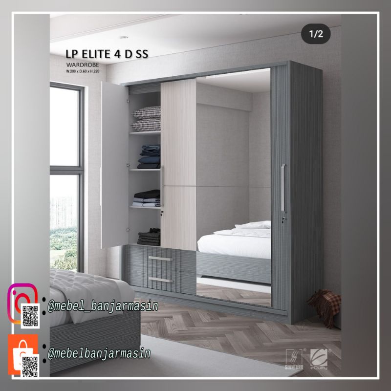 LEMARI PAKAIAN LP ELITE 4D SS/DRESEER ELITE/MEJA RIAS ELITE/RANJANG ELITE