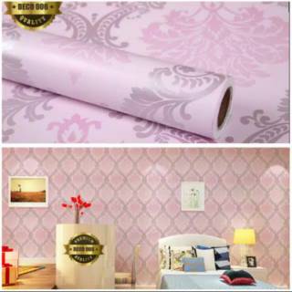 Grosir Wallpaper  dinding  motif Batik  warna pink  Shopee 