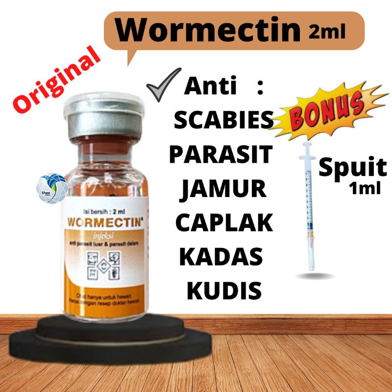 WORMECTIN 2ml-Obat Suntik 2ml Anti Parasit Scabies Jamur Caplax Tungau Kadas Kudis Koreng Gatal gatal