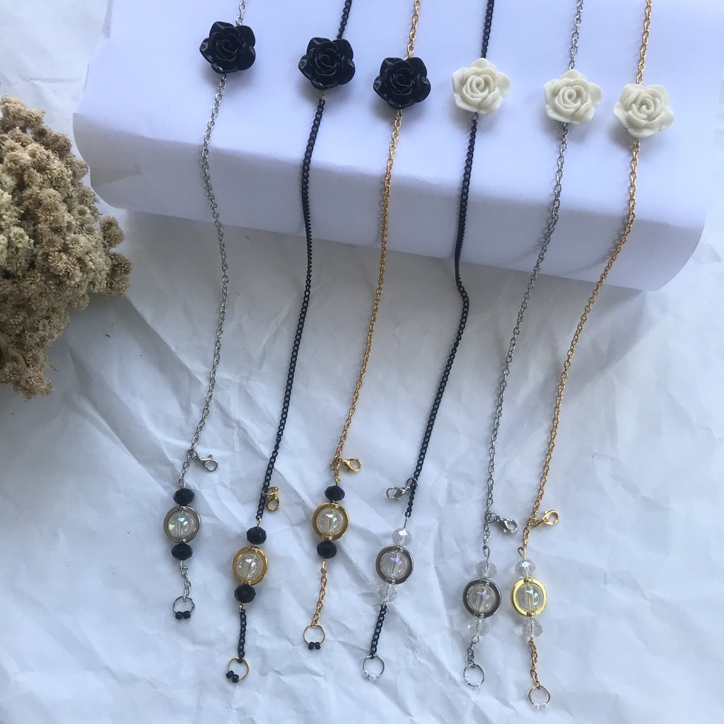 strap mask mawar 2in1, pengait masker mawar , kalung masker mawar, konektor masker, mote mawar