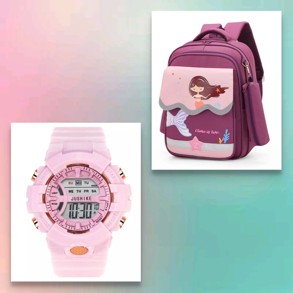 PTM-SET TAS RANSEL DAN JAM TANGAN ANAK-TAS RANSEL ANAK KARAKTER SET JAM TANGAN KEREN