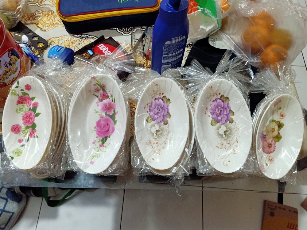 Souvenir Mangkuk Oval Melamin Kemasan Plastik
