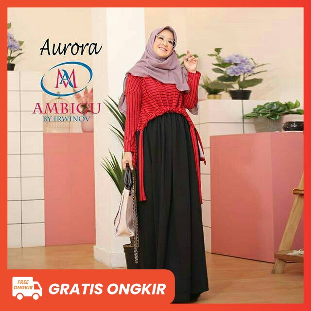 AURORA, GAMIS Dress Maxi Maxy Rok Panjang BAHAN Kaos BEBITERRY DARI AMBIGU By IRWINOV, Pakaian Baju 
