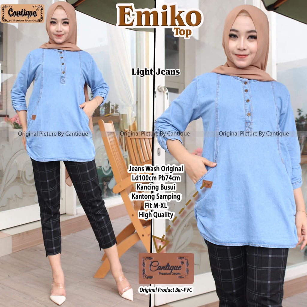 TUNIK JEANS JeLita / BAJU TUNIK JEANS / ATASAN WANITA TUNIK JEANS KEKINIAN