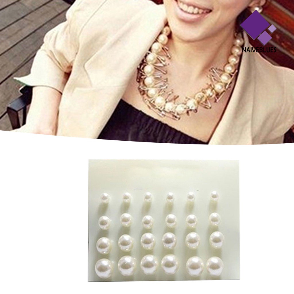12 Pasang Anting Stud Mutiara Tiruan Gaya Elegan