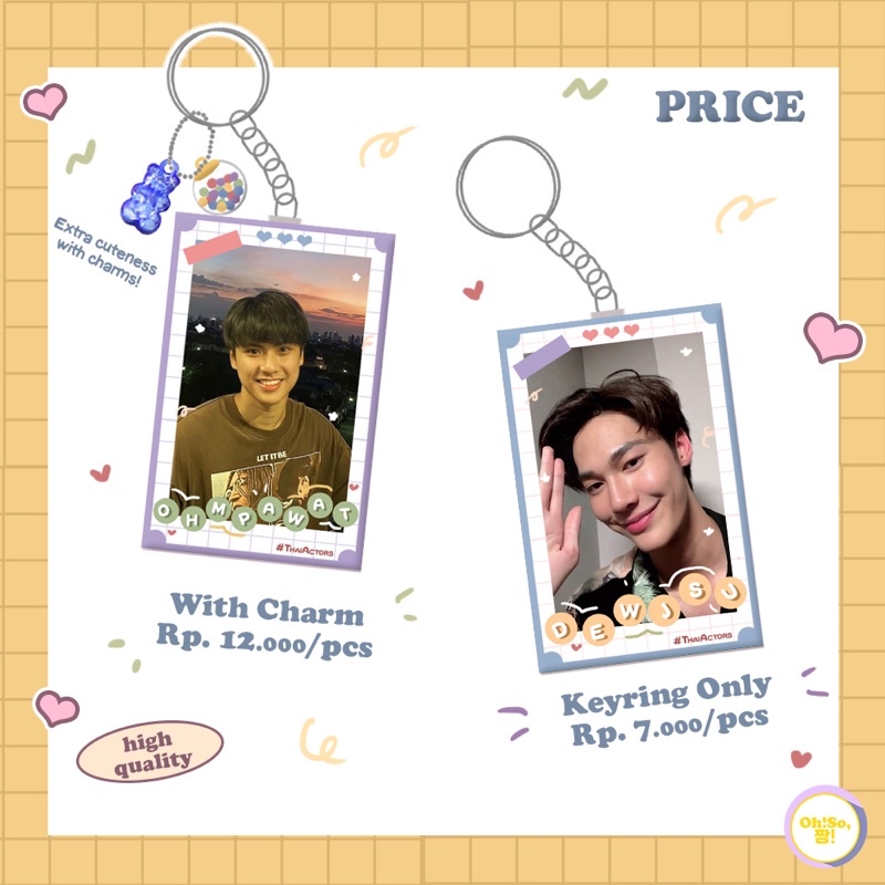 THAILAND ACTOR KEYRING VOL.2 KEYCHAIN GANTUNGAN KUNCI BRIGHT DEWJSU OHMPAWAT TAWAN NANI NANON WIN