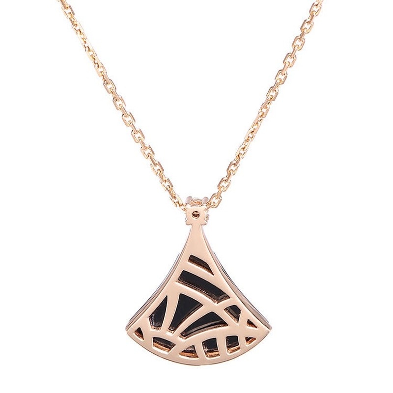 [Ready Stock]Fashion Plated S925 Silver Necklace Inlaid Color Gemstone Fan Pendant Necklace