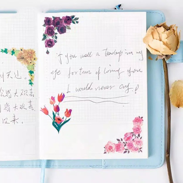 

Sticker Flowers Watercolor Stiker Bunga Scrapbook DIY Bujo Planner