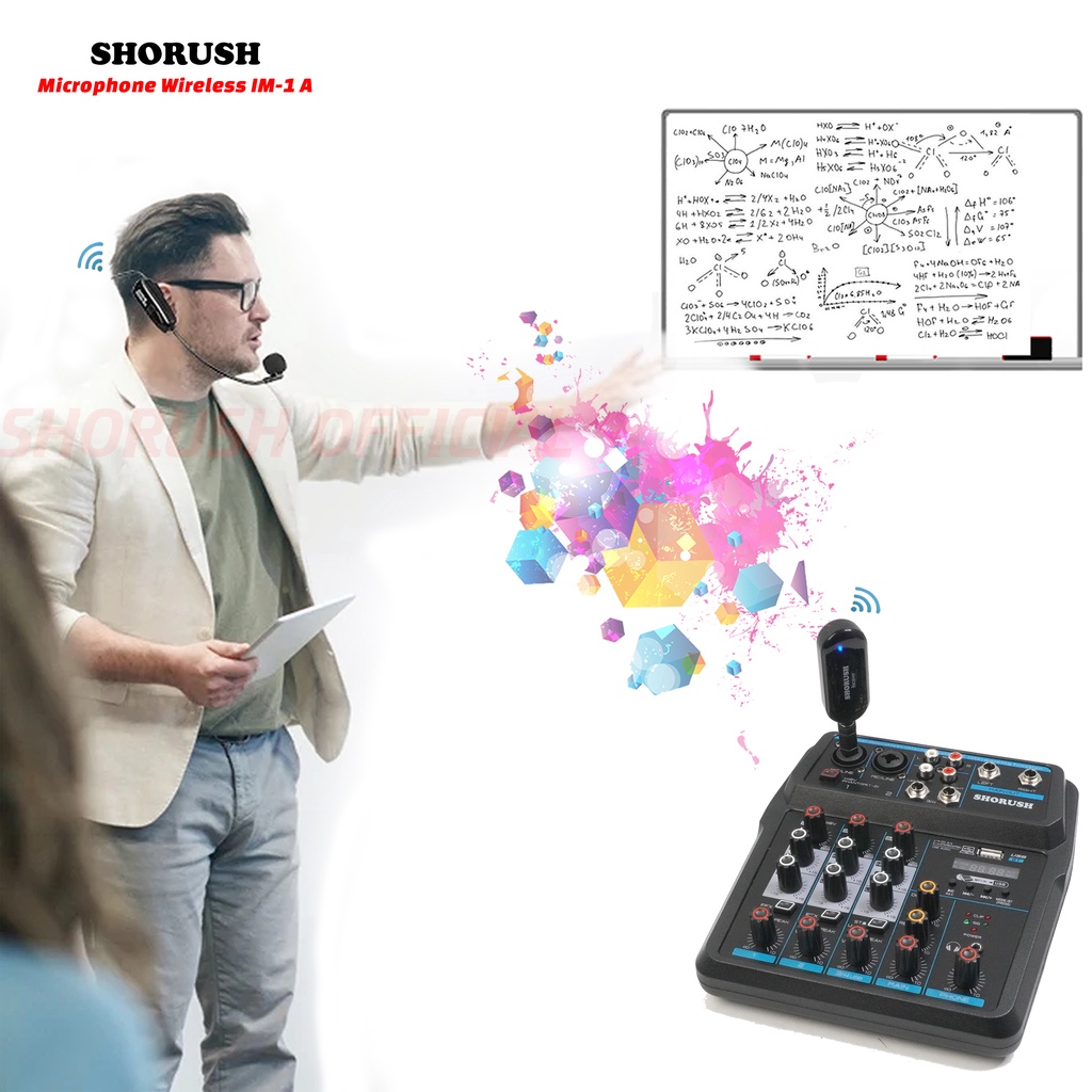 Shorush IM 1 Mikrofon Mic Microphone Clip On Wireless Bando Instruktur Senam Guru Dosen Teacher Meeting Moderator MC Yoga