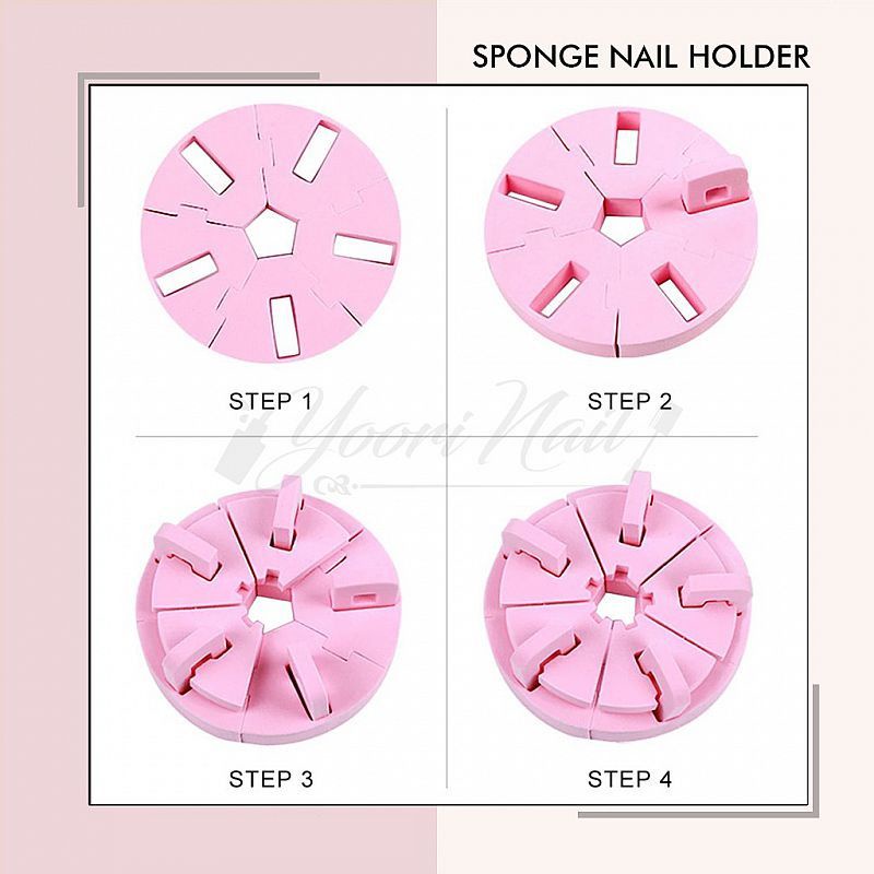 Sponge nail holder practice nail art tempat hias kuku palsu fake nails kupal