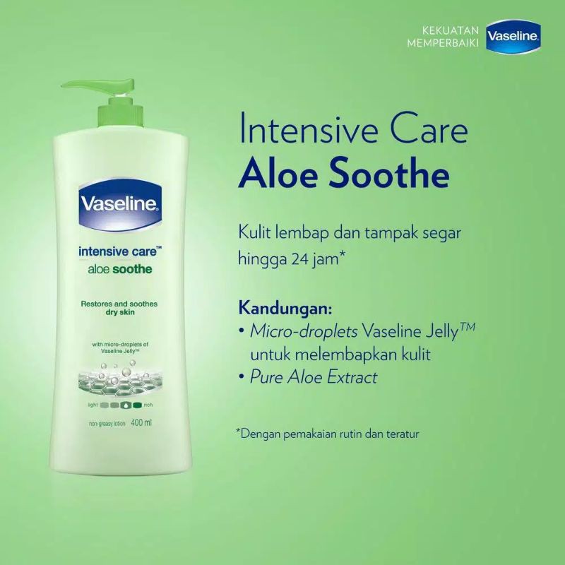 Vaseline Hand Body Lotion Cocoa Radiant 200ml, Advanced Strenght 400ml, Aloe Soothe 400ml