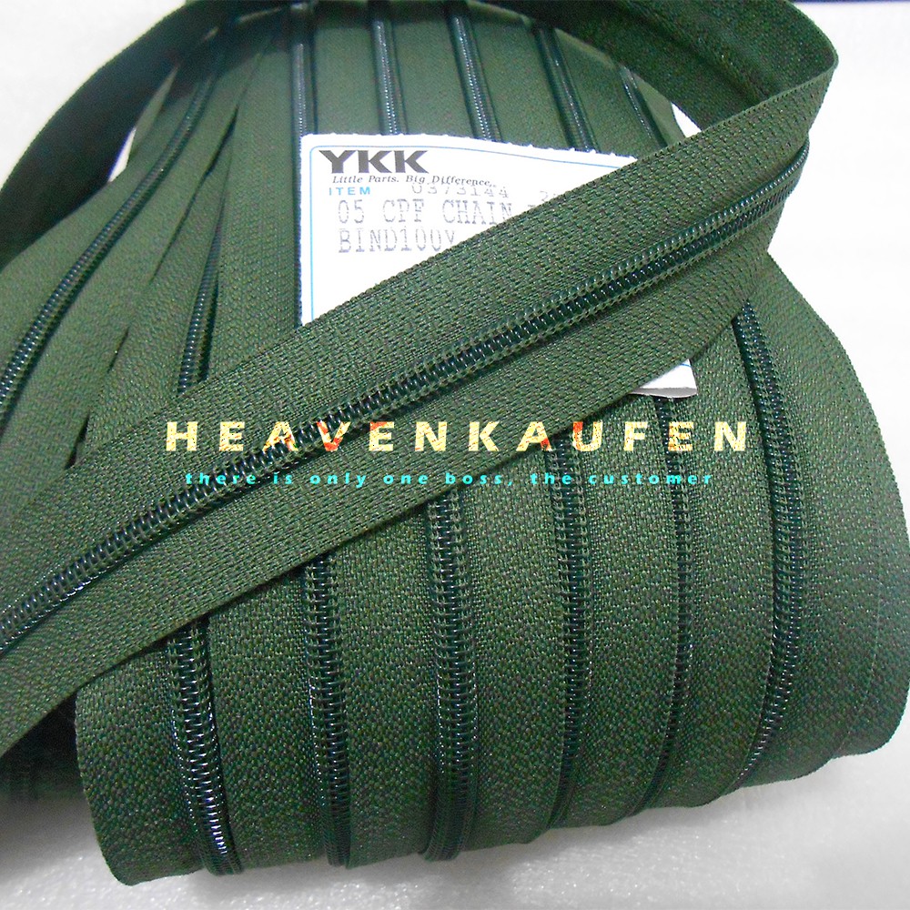 Resleting / Zipper Warna Hijau Army no 5 YKK