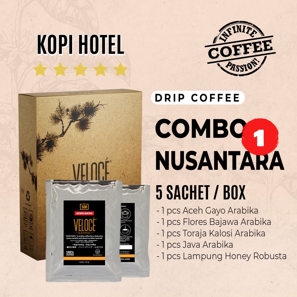 

Coffee Drip Veloce Combo Nusantara 1 Fresh Roasting | Kopi Saring Nusantara | Kopi Drip