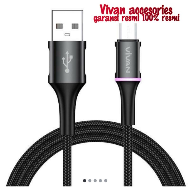 VIVAN Kabel Data VDM100 2.4A DAta Kabel Micro USB Android 1M LED Light Quick Charge Garansi Original