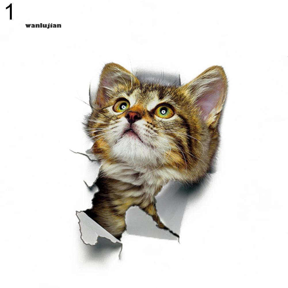 Wa Stiker Dinding Decal Desain Kucing 3d Lucu Untuk Dekorasi Kamar