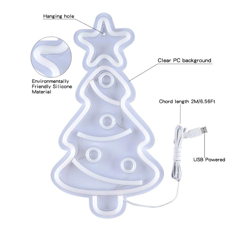 Zzz Lampu Neon LED Tenaga USB Untuk Dekorasi Pohon Natal / Rumah / Pesta / Bar / Festival